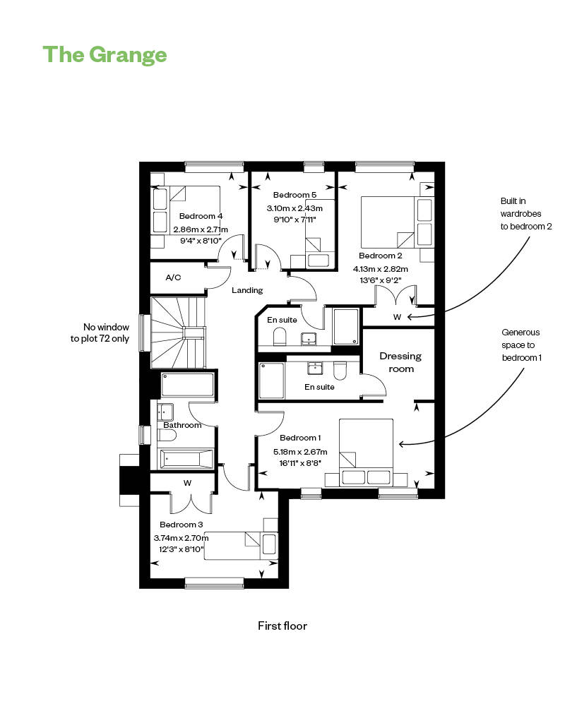 The Grange FF Floor Plan Annotated Aylett's Green