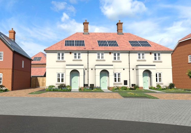CGI Street scene of plot 167, 168 and 169 Knightwood Chase