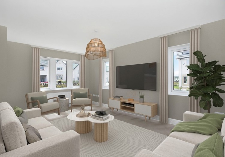 3 bedroom showhome | spacious lounge with front-facing windows and elegant neutral décor