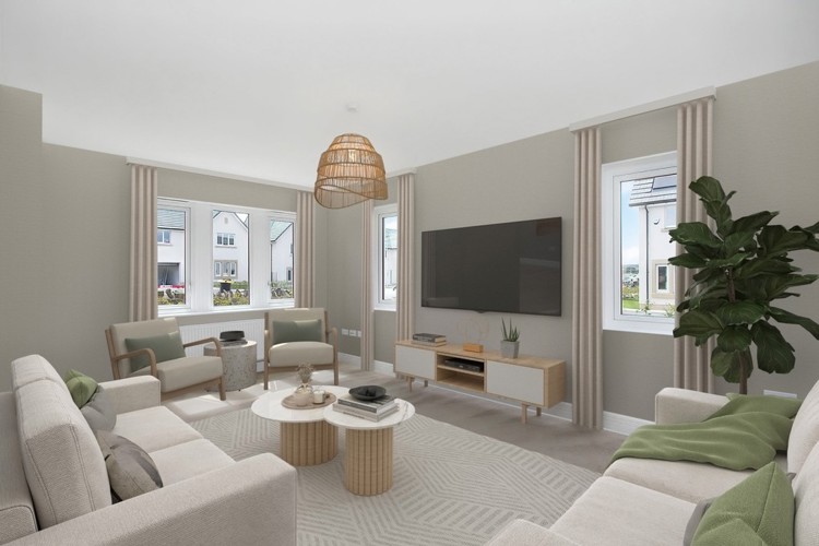 3 bedroom showhome | spacious lounge with front-facing windows and elegant neutral décor