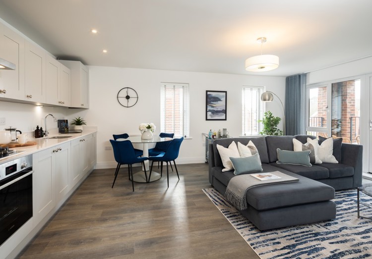 Open plan kitchen/living room of apartments for sale in Egham