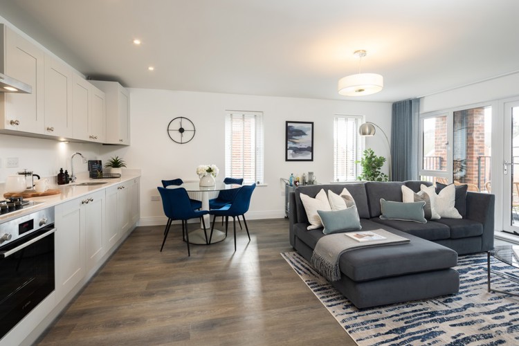 Open plan kitchen/living room of apartments for sale in Egham