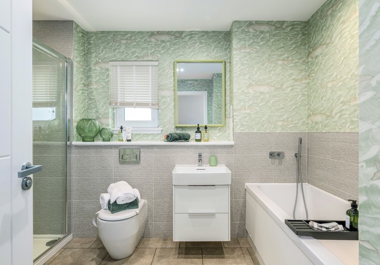 4 bedroom showhome | high-spec family bathroom with separate bath and walk-in shower
