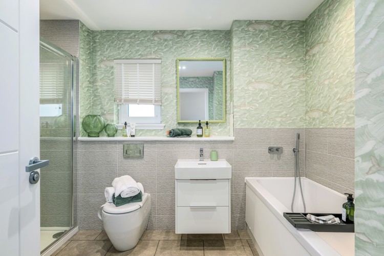 4 bedroom showhome | high-spec family bathroom with separate bath and walk-in shower