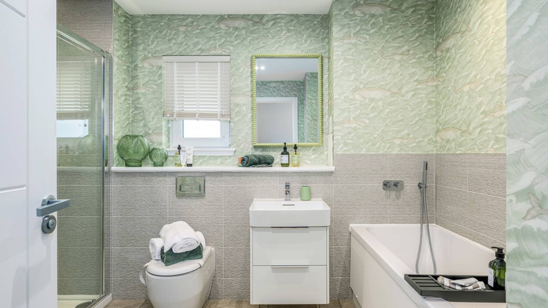 4 bedroom showhome | high-spec family bathroom with separate bath and walk-in shower