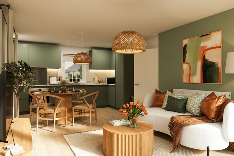 Hale Apartment Kitchen Living Dining CGI Waterbeach, Cambridge