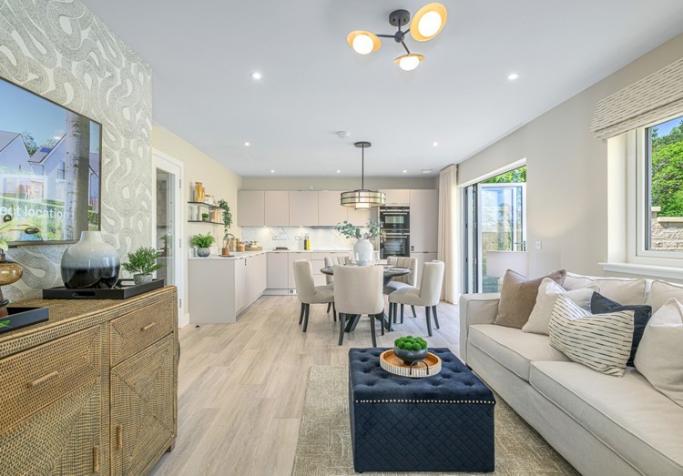 4 bedroom plus study showhome | impressive high spec kitchen, dining and lounge area with bi-fold doors to the garden