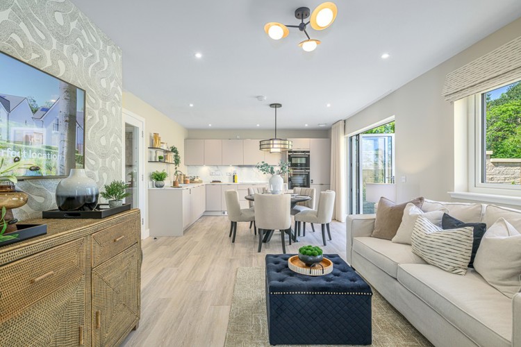 4 bedroom plus study showhome | impressive high spec kitchen, dining and lounge area with bi-fold doors to the garden