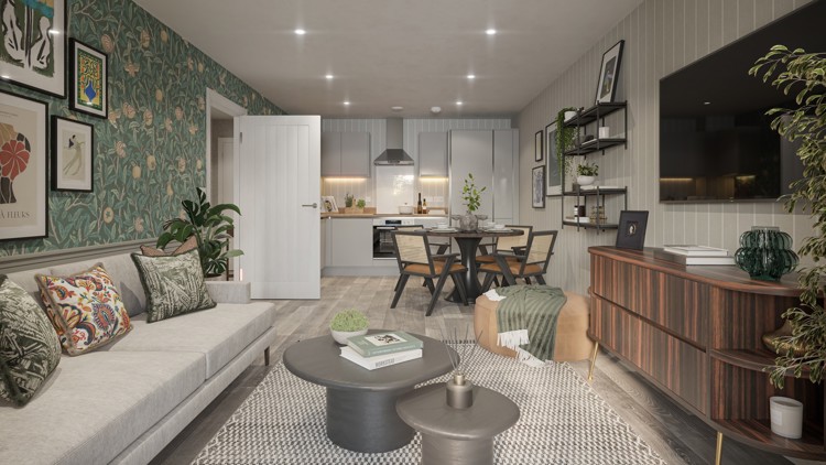 Kitchen / Dining / Living room of flat for sale in Winchester