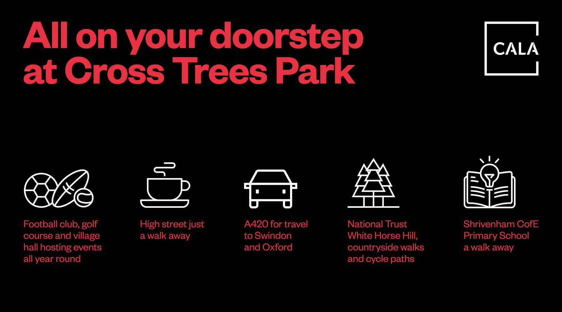 All On Your Doorstep Infographic, Cross Trees Park, Shrivenham, Oxfordshire, Cala Homes