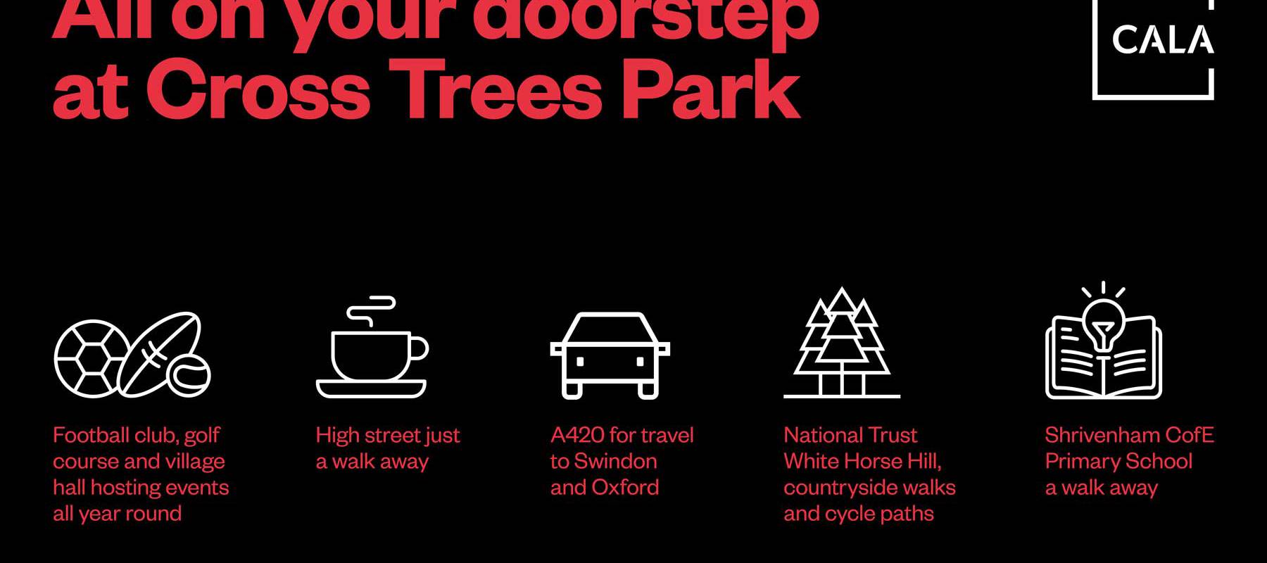 All On Your Doorstep Infographic, Cross Trees Park, Shrivenham, Oxfordshire, Cala Homes