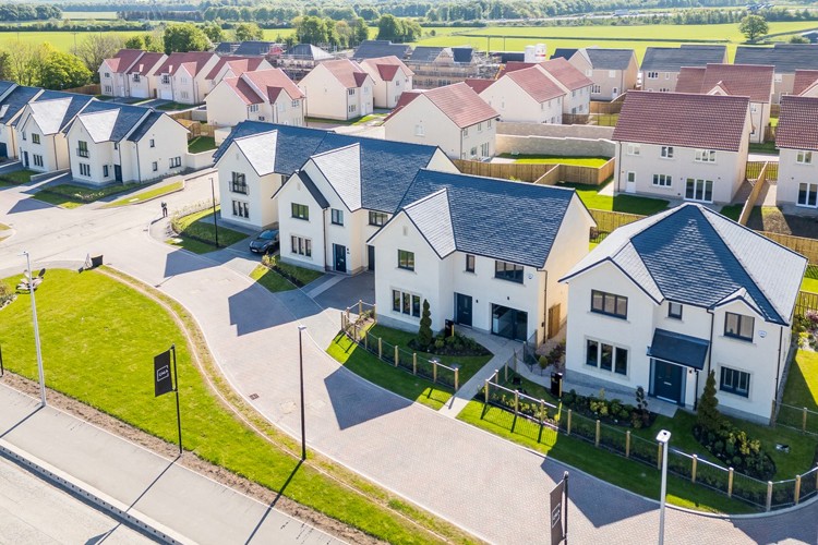 Drone Street Scene - Cala Homes - Craighall Village - Millerhill near Shawfair