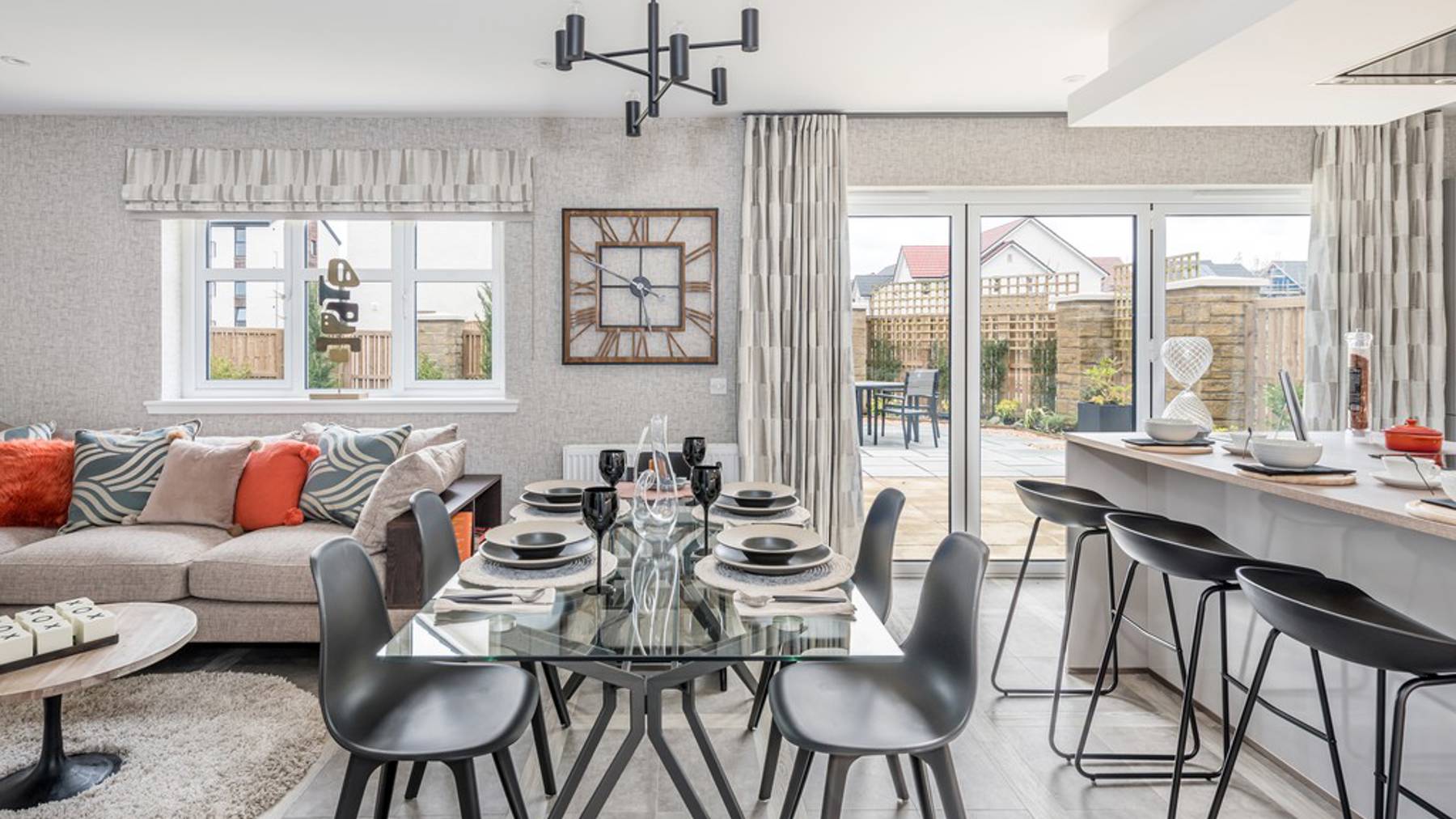 Darroch kitchen with bi-fold doors and island 