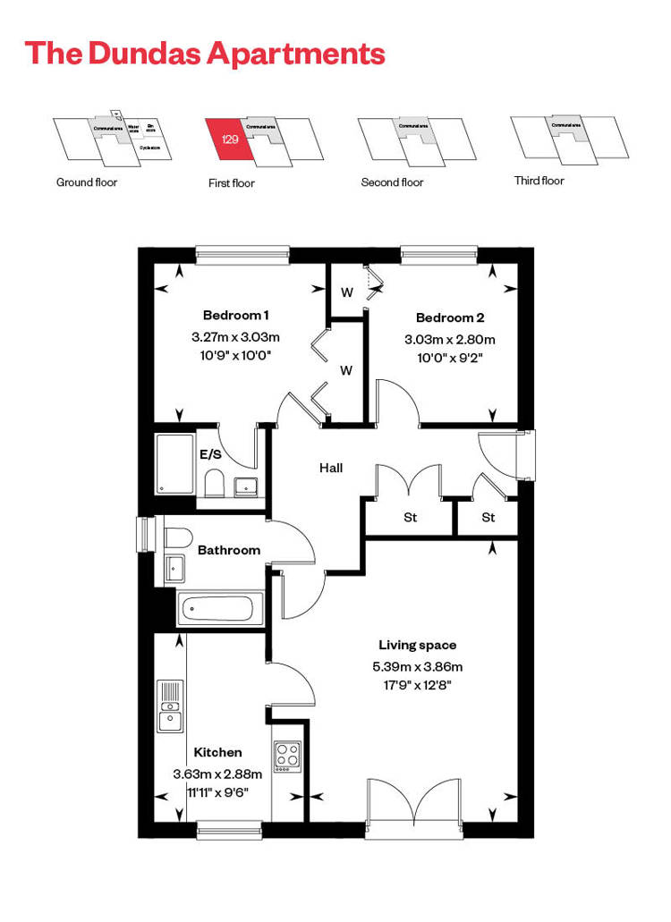 Dundas Apartment Floor Plan - Plot 129
