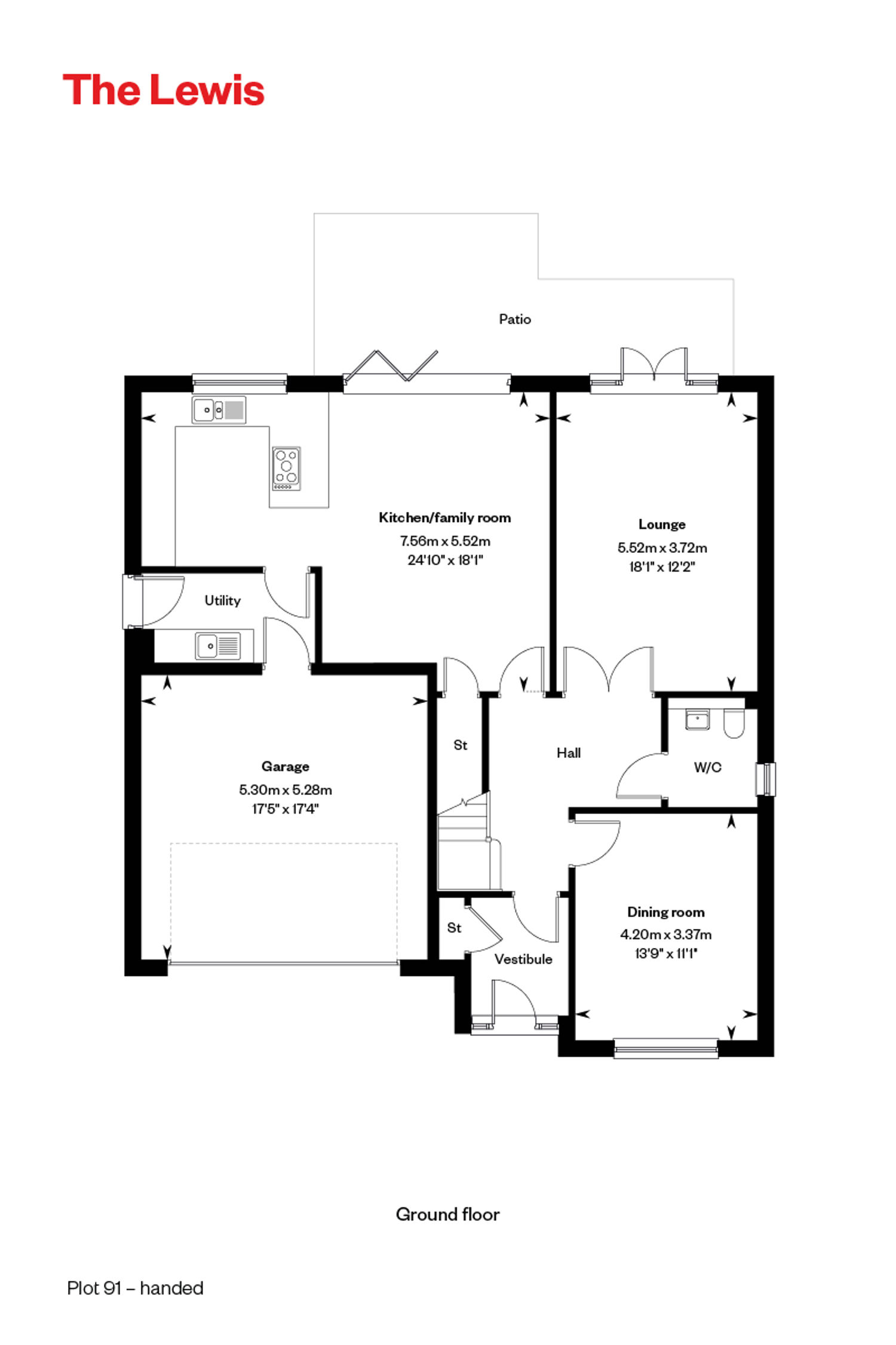 5363231 CALA WEST Cornhill Village Home Styles Web Floorplans 800X1200 The Lewis GF 7454591