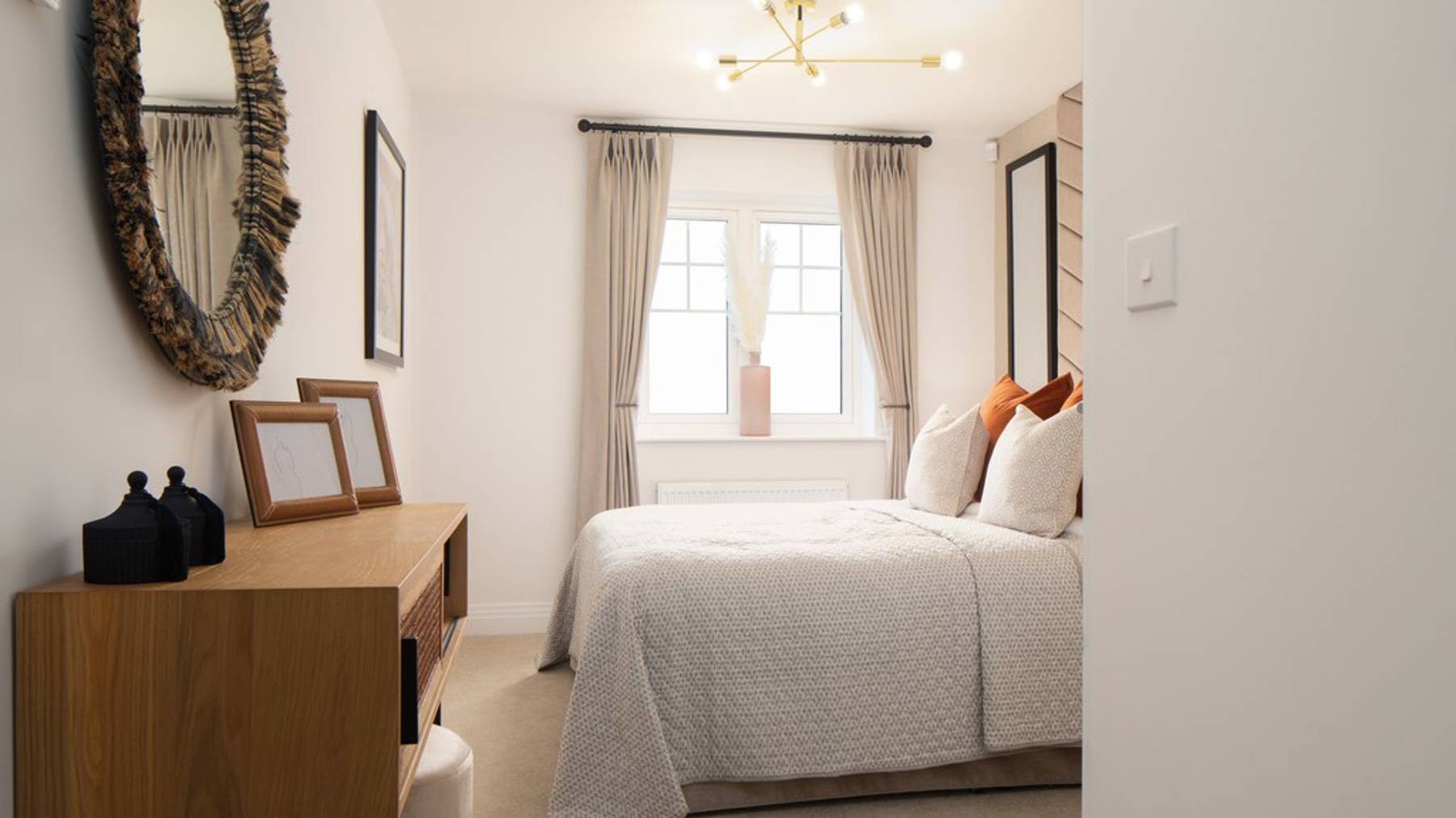 Indicative photography of a bedroom from a 2 bedroom home for sale at The Orchards in Purton, Wiltshire, built by CALA Homes