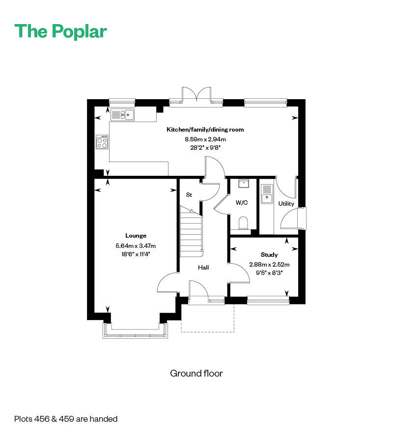 The Poplar floorplan, ground floor