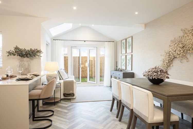 Open plan kitchen, dining and family room of houses for sale in Crowthorne