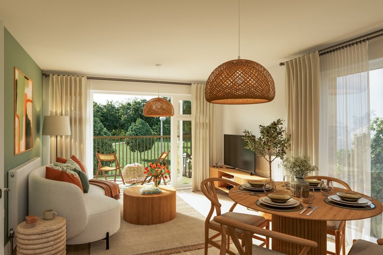 Hale Apartment Living Space CGI Waterbeach, Cambridge