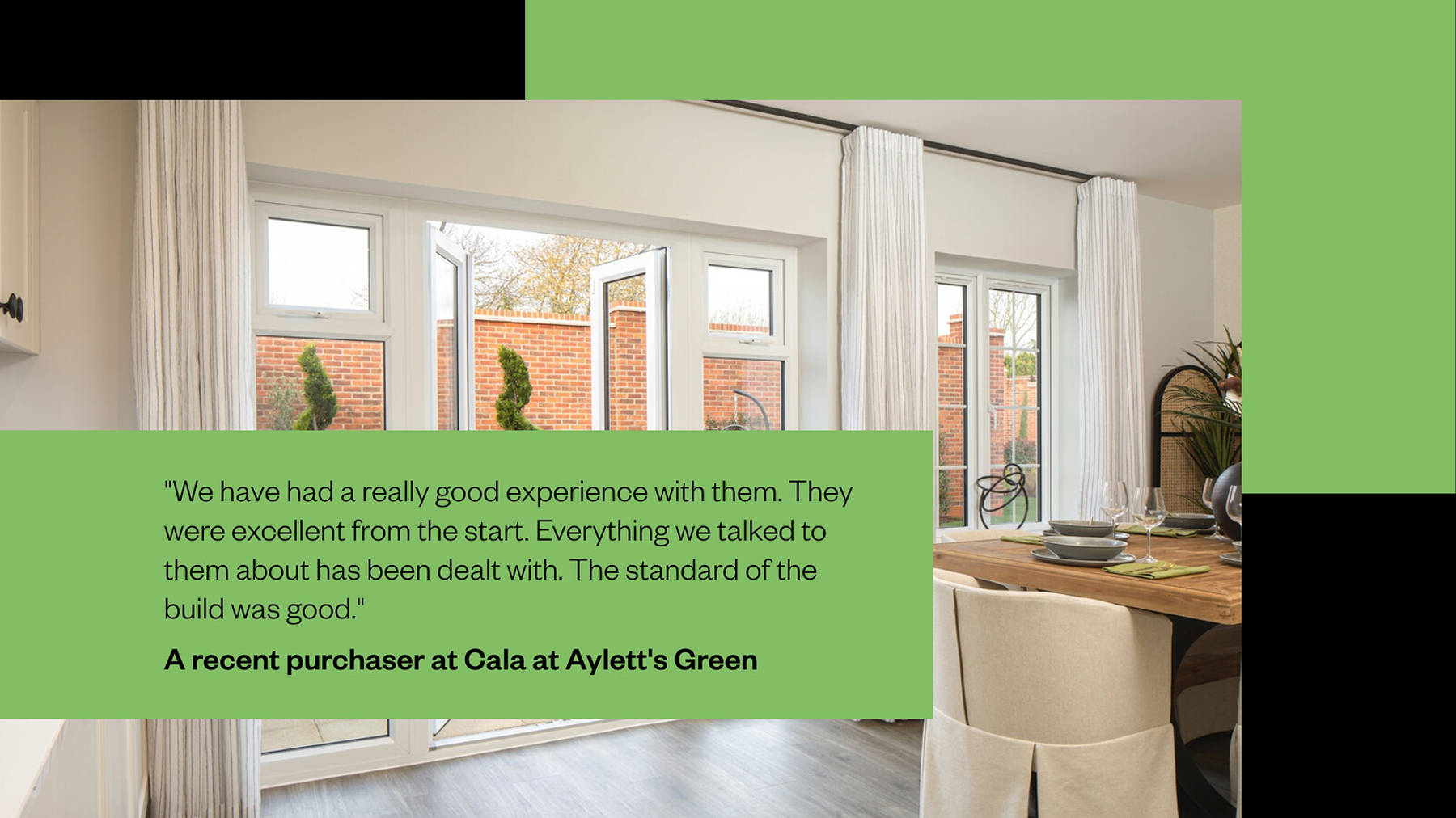 an Aylett's Green customer testimonial
