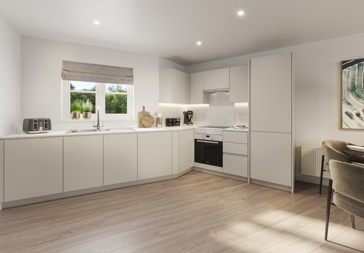 The Guelder Apartment Internal CGI P5,8 Kitchen At Ingatestone Grove, Essex