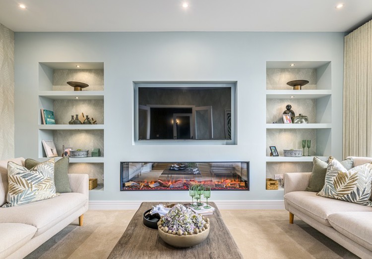 5 bedroom showhome | formal and cosy lounge with fireplace 