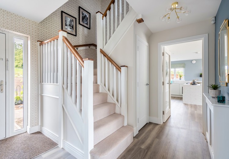 5 bedroom showhome | welcoming hallway with cloakroom and access to lounge and kitchen
