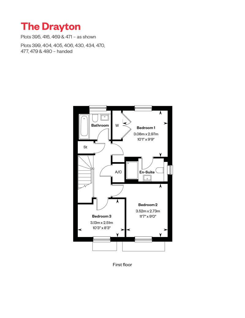Drayton First Floor floorplan at Cross Trees Park, Shrivenham