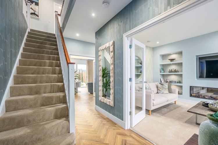 5 bedroom showhome | spacious entrance hallway with cloakroom and access to lounge and kitchen