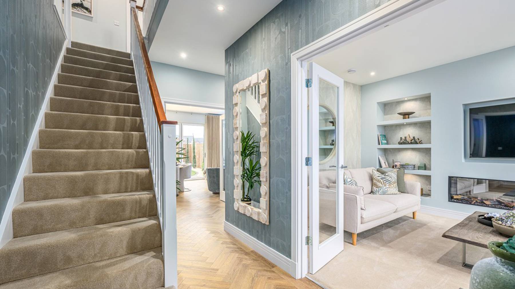 5 bedroom showhome | spacious entrance hallway with cloakroom and access to lounge and kitchen