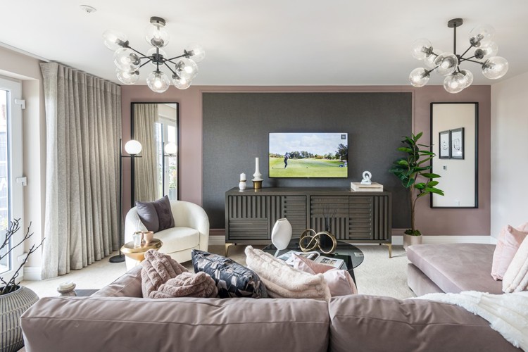 3 bedroom show apartment | generous lounge with French doors to the patio 