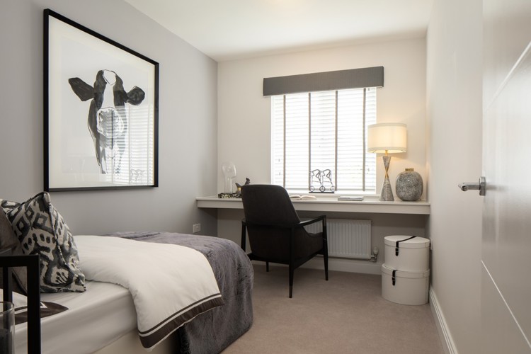 Bedroom of coach house for sale at Worting Park. New homes for sale in Basingstoke