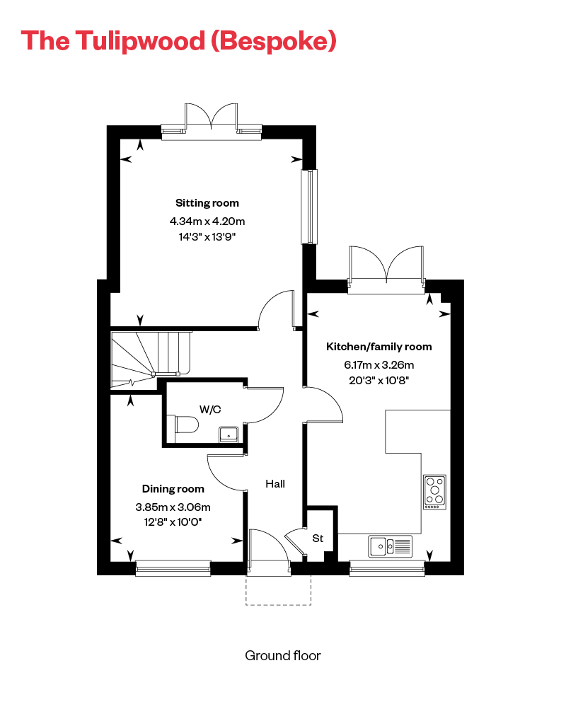 The Tulipwood Bespoke GF Floor Plan Ingatestone Grove, Essex
